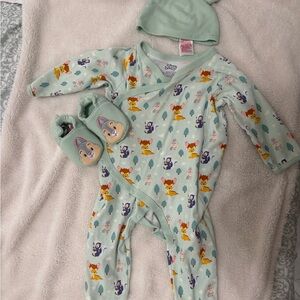 Disney Mint Green Character Footie Set